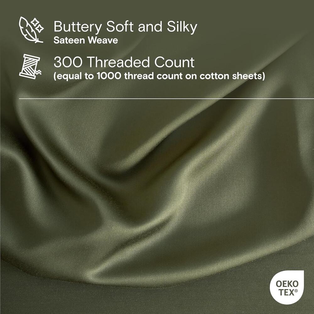 NWT Sijo DOZ Bamboo Sheet Set 4 Piece -2 Sheets 2 Pillowcases Forest Green Full - Picture 5 of 5